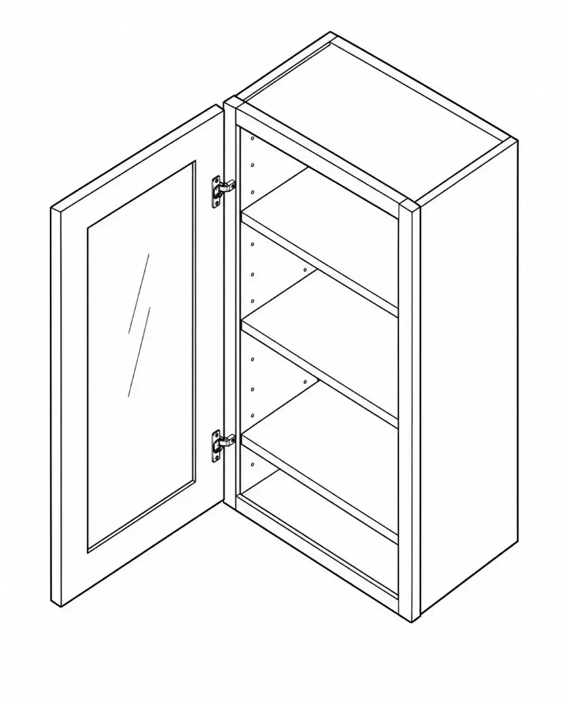 Wall Glass Door Cabinet 30"W 30"H