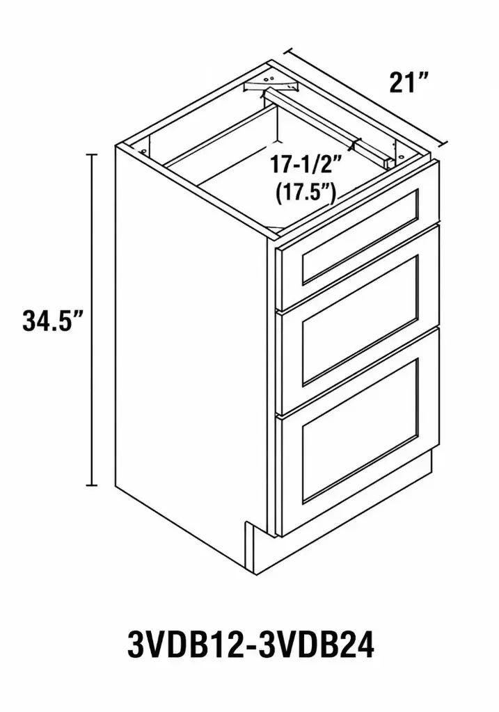Vanity 3 Drawer Base Cabinet 21"